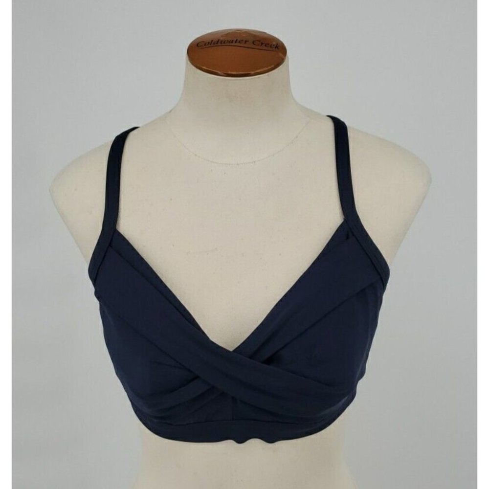 Athleta 36D / DD Navy Blue Twister Front Molded Cup Swim Bikini Top 964874 - Picture 1 of 8